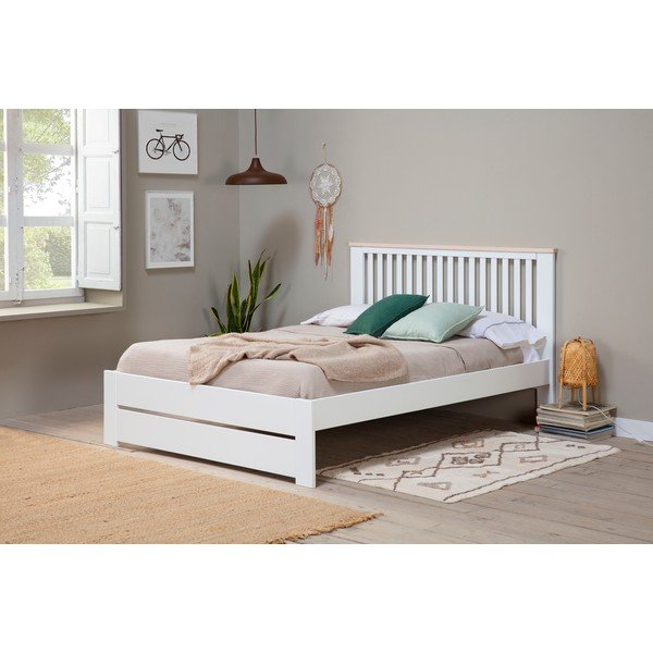 Fehér franciaágy ágyráccsal 140x190 cm Leba – Marckeric-image-1