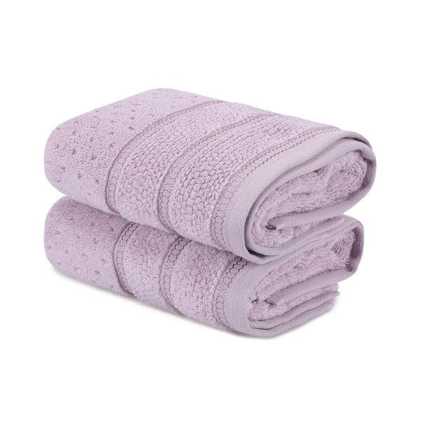 Arella 2 db-os lila pamut törölköző szett, 50 x 90 cm - Foutastic-image-2