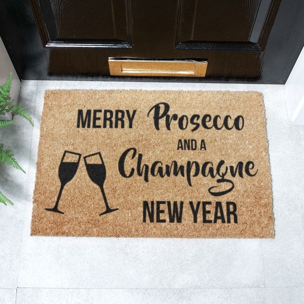 Kókuszrost lábtörlő karácsonyi mintával 40x60 cm Champagne New Year – Artsy Doormats-image-2