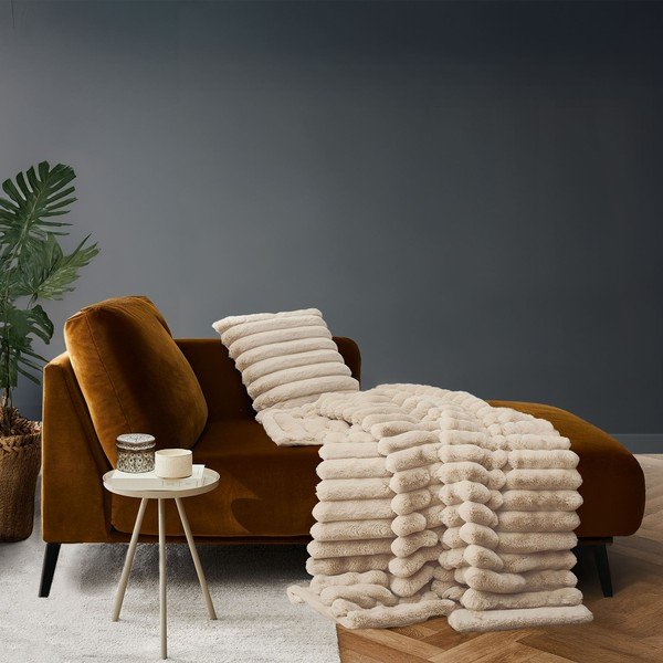 Bézs mikroplüss takaró 180x220 cm Boudoir – douceur d'intérieur-image-1