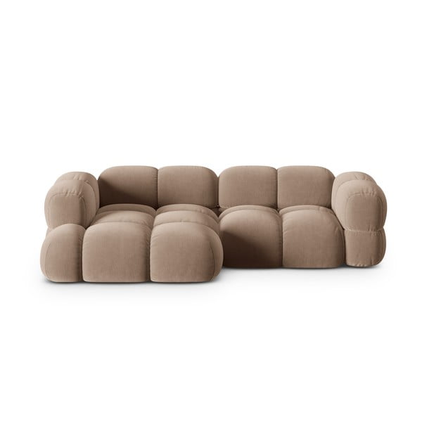 Barna bársony sarokkanapé (bal oldali-heverő résszel) Loretto – Cosmopolitan Design