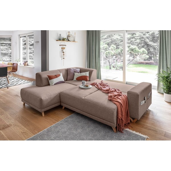 Barna kinyitható-tárolóhelyes sarokkanapé (bal oldali-L alakú) Classy Sophie – Miuform-image-4