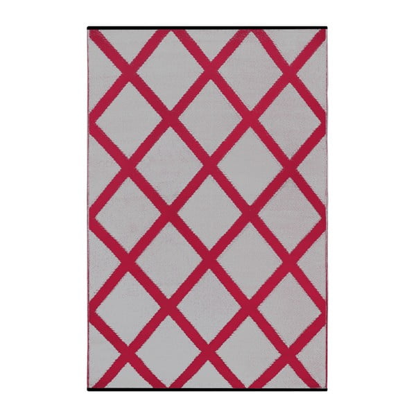 Diamond piros-szürke, kül- és beltérre is alkalmas, kétoldalas szőnyeg, 90 x 150 cm - Green Decore
