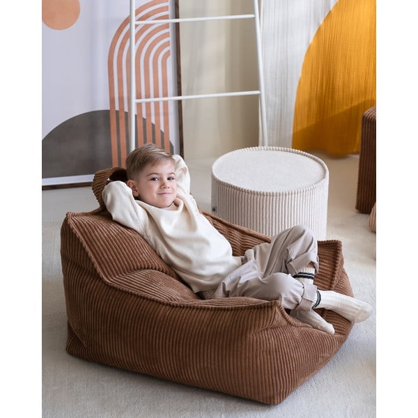 Krémszínű kordbársony gyerek puff – Wigiwama-image-2