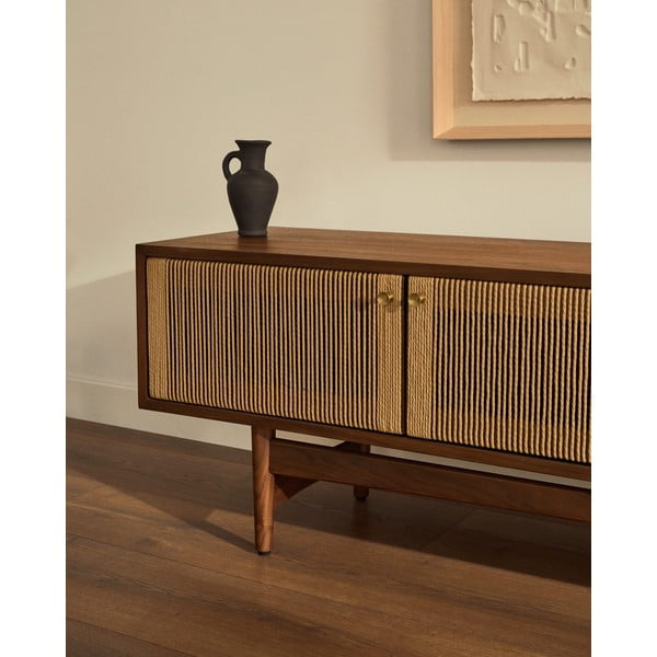 Barna TV-állvány diófa dekorral 200x50 cm Elan – Kave Home-image-3