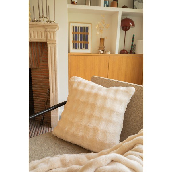 Elefántcsont színű mikroplüss takaró 150x200 cm Wave – Tiseco Home Studio-image-2