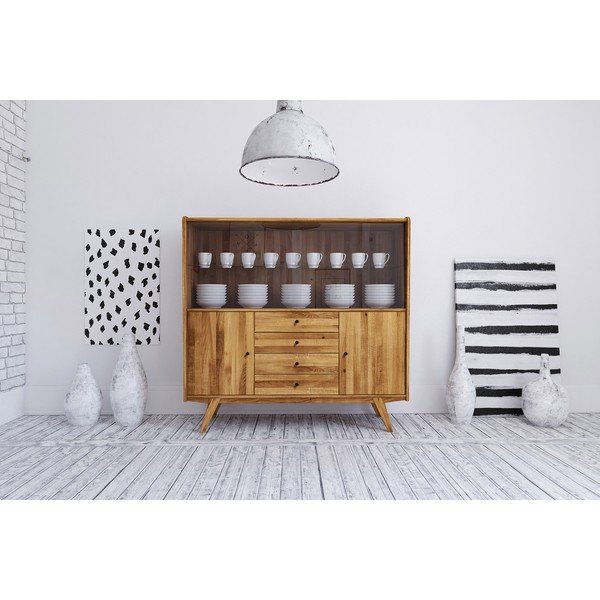 Tölgyfa tálalószekrény 160x154 cm Retro - The Beds-image-4