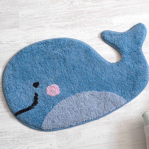 Blue Whale kék pamut fürdőszobai kilépő, 69 x 44 cm - Mr. Fox-image-1
