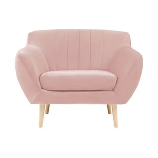 Sardaigne világos rózsaszín bársony fotel - Mazzini Sofas