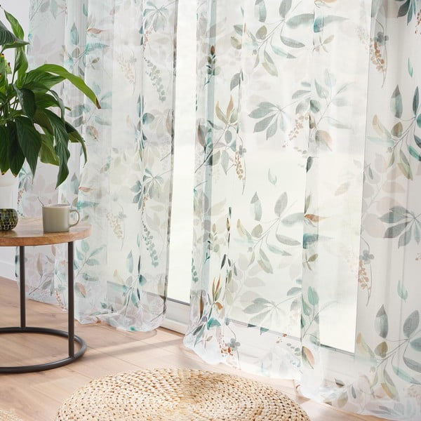 Fehér-zöld fényáteresztő függöny 140x240 cm Dilaris – douceur d'intérieur-image-1