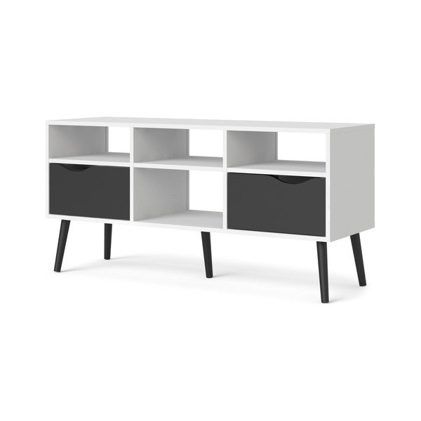 Oslo fekete-fehér TV-állvány, 117 x 57 cm - Tvilum-image-4