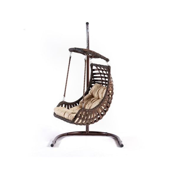 Barna rattan kerti függőfotel Alacati – Floriane Garden-image-1