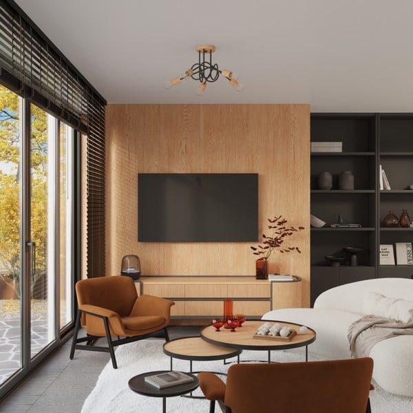 Fekete-natúr színű mennyezeti lámpa 15x61 cm Tumber – Sollux-image-4