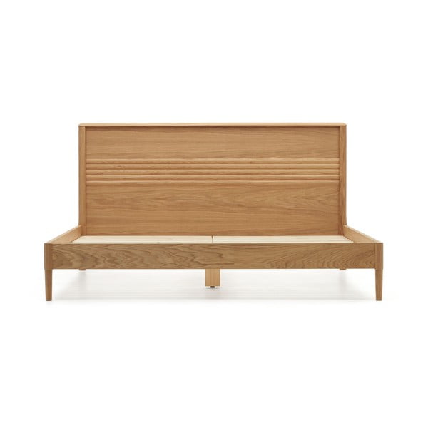 Natúr színű tölgyfa franciaágy ágyráccsal 180x200 cm Lenon – Kave Home-image-2