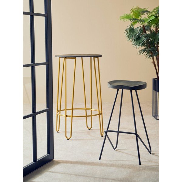 Fekete-natúr színű szilfa bárszék (ülésmagasság 78 cm) District – Premier Housewares-image-1