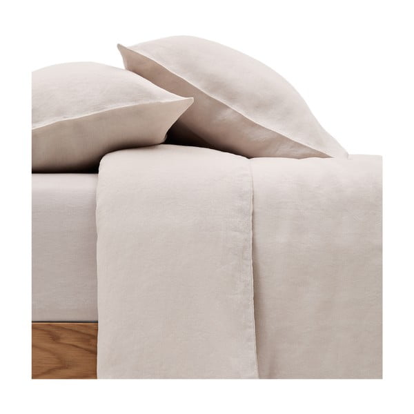 Szürkésbézs kétszemélyes hosszabbított lenkeverék ágyneműhuzat 240x220 cm Simmel – Kave Home-image-2