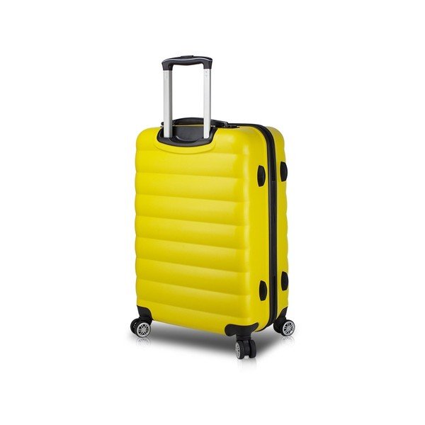 COLORS RESSNO Large Suitcase sárga görgős bőrönd USB csatlakozóval - My Valice