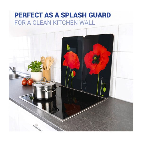 Edzett üveg tűzhely fedőlap szett 2 db-os 52x30 cm Poppy – Maximex-image-2