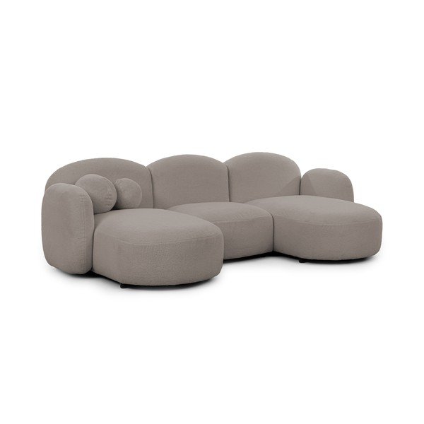 Szürke buklé sarokkanapé (U alakú) Orbit – Ropez