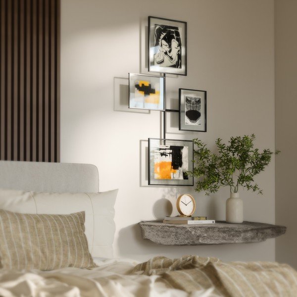 Fényes fekete fém-üveg fali képkeret 57x99 cm Flute – Umbra-image-3