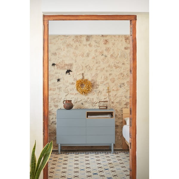 Kék-szürke alacsony komód 120x90 cm Corvo – Teulat-image-1