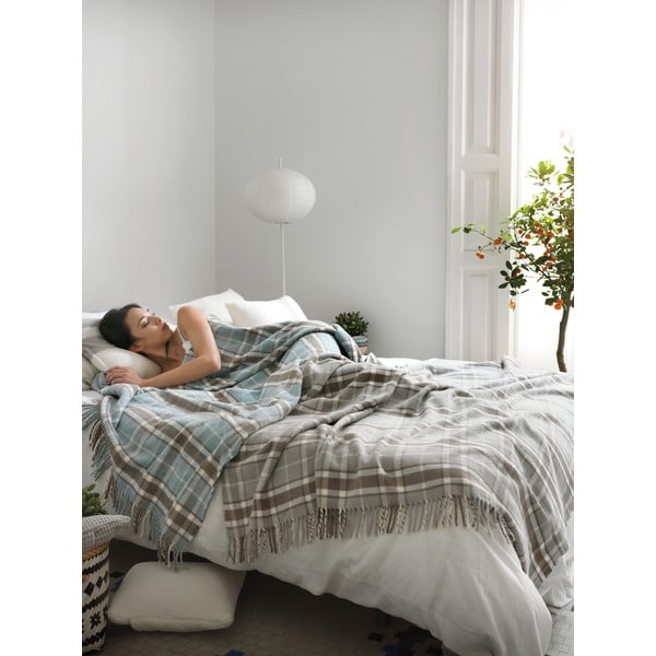 Texas pamut-akril égszínkék pléd, 140 x 180 cm - Euromant-image-2