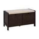 Sötét natúr színű tölgyfa ülőkés cipőtartó 80x47x41 cm Hillmond – Rowico