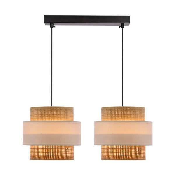Fehér-natúr színű függőlámpa rattan búrával ø 20 cm Rattan – Candellux Lighting-image-1