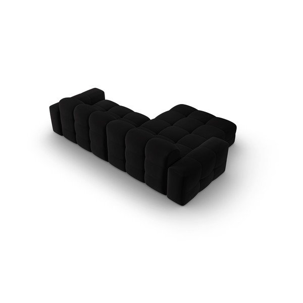 Fekete bársony sarokkanapé (bal oldali) Kendal – Micadoni Home-image-4