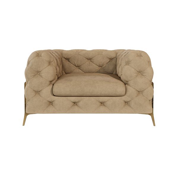 Világosbarna bársony fotel Chelsea Bis – Ropez-image-1