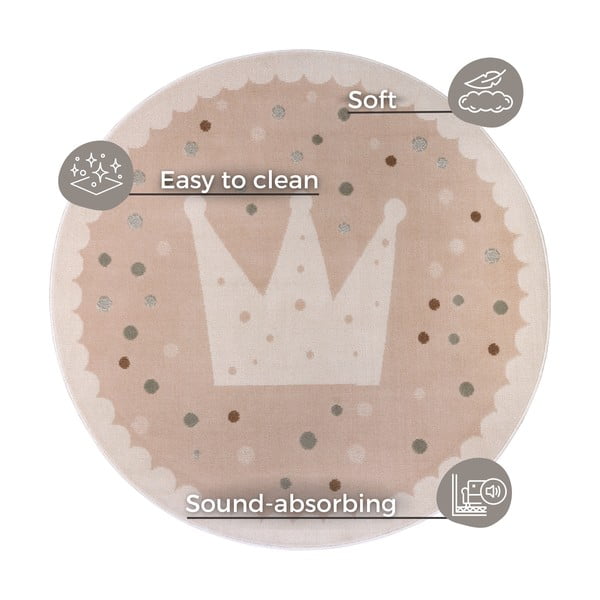 Bézs gyerek szőnyeg ø 100 cm Crown – Hanse Home-image-4