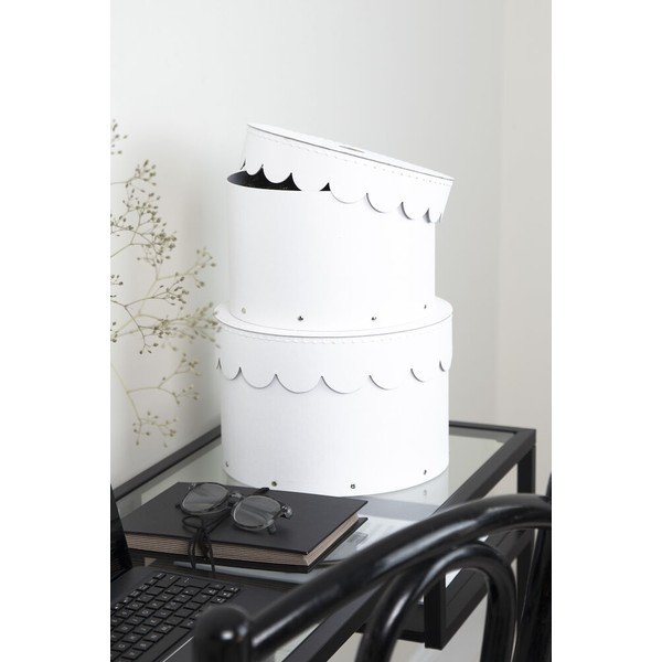 Fehér fedeles karton tárolódoboz szett 2 db-os ø 26x17,5 cm Wilma Paper Laminate – Bigso-image-2