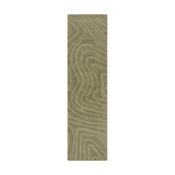 Khaki kézi szövésű gyapjú futószőnyeg 60x230 cm Mesmerise Sage – Flair Rugs