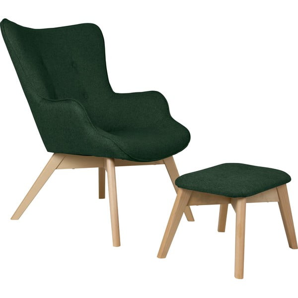 Sötétzöld fotel lábtartóval Niko – Ropez