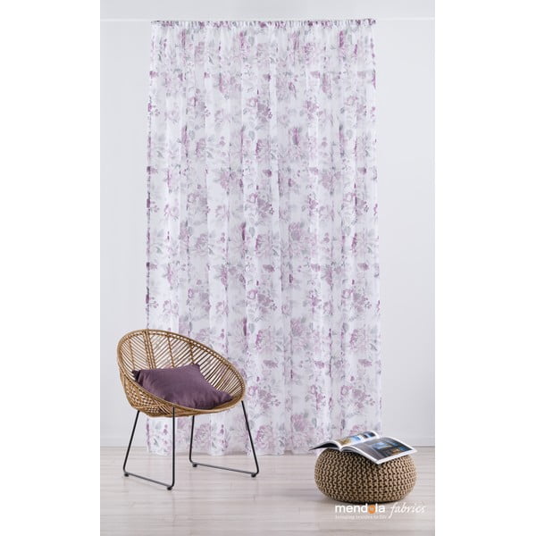 Fehér-lila átlátszó függöny 300x260 cm Elsa – Mendola Fabrics