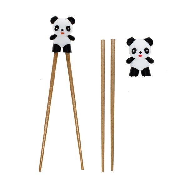 Natúr színű fa gyermek gyakorló evőpálcika Panda – Rex London-image-3