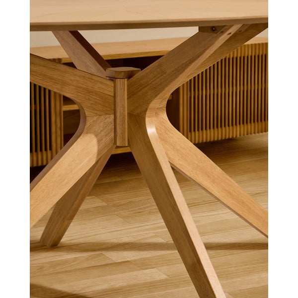 Kerek étkezőasztal tölgyfa dekoros asztallappal ø 120 cm Naanim – Kave Home-image-2