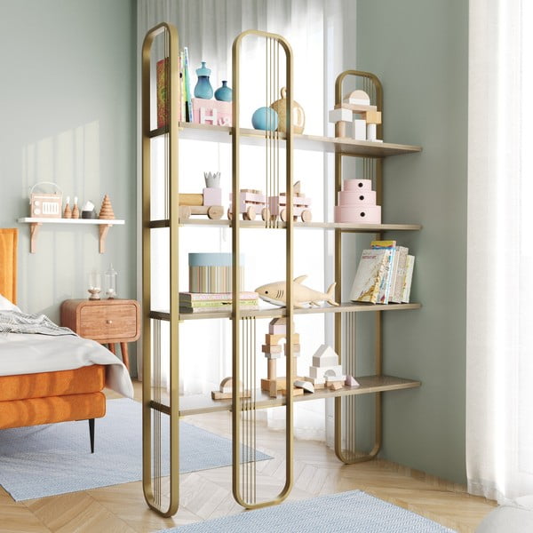 Aranyszínű polcos állvány borovi fenyő dekorral 125x180 cm Sierra – Kalune Design-image-3