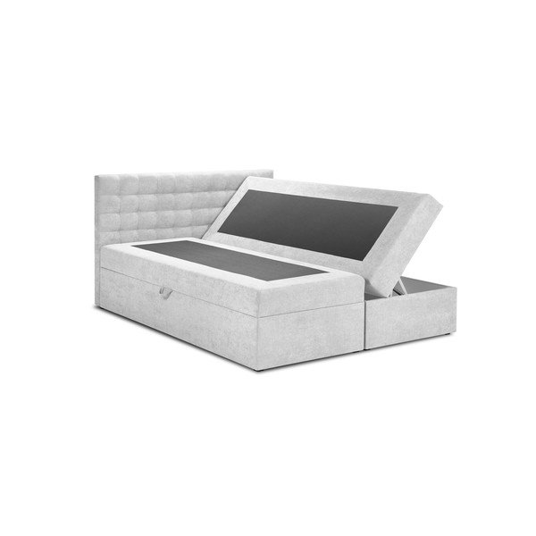 Világosszürke boxspring ágy tárolóhellyel 160x200 cm Jade – Mazzini Beds-image-2