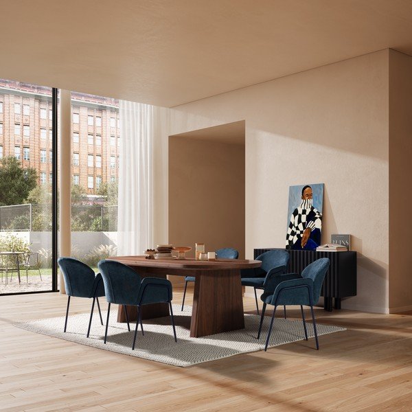 Kék kárpitozott étkezőfotel szett 2 db-os Aslin – MOME-image-1