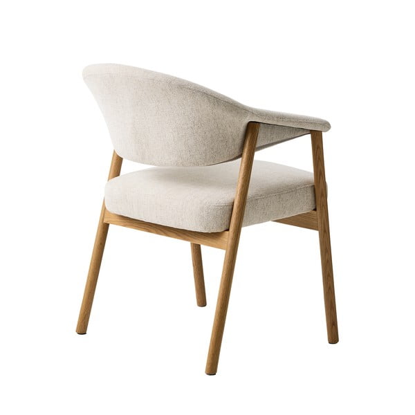 Krémszínű tölgyfa karfás étkezőfotel szett 2 db-os Elk – Unique Furniture-image-3