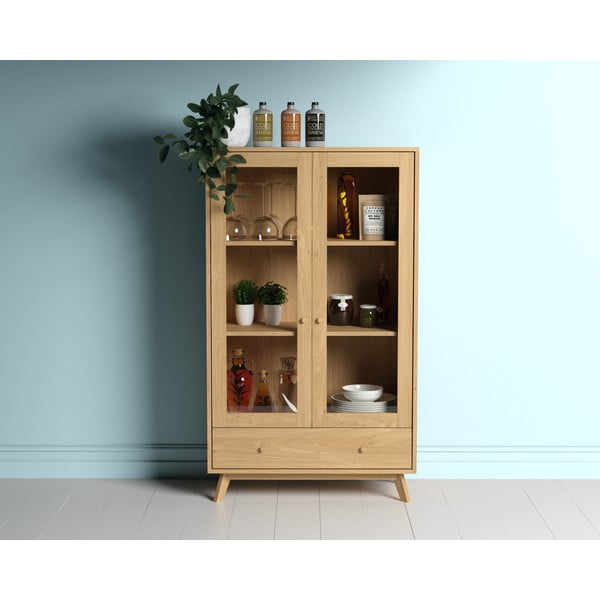 Natúr színű tálalószekrény tölgyfa dekorral 100x170 cm Kensal – Woodman-image-2