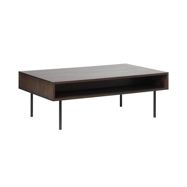 Sötétbarna dohányzóasztal tölgyfa dekoros asztallappal 71x117 cm Latina – Unique Furniture-image-3