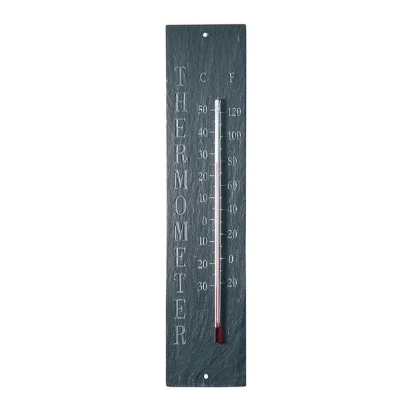 Felakasztható pala, kültéri, feliratos hőmérő - 45 x 10 cm - Esschert Design