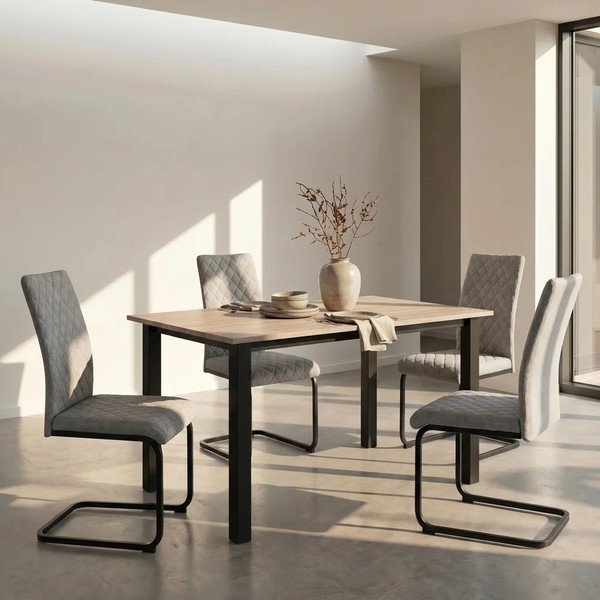 Étkezőasztal tölgyfa dekoros asztallappal 90x160 cm Durham – Støraa-image-1