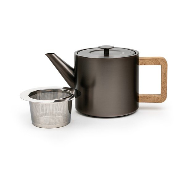 Szürke rozsdamentes acél teáskanna szűrővel 1,1 l Duet Narvik – Bredemeijer-image-2