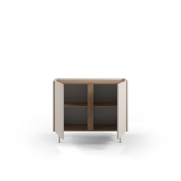 Krémszínű-natúr színű szekrény tölgyfa dekorral 100x82,5x40 cm Lucile – Marckeric-image-3