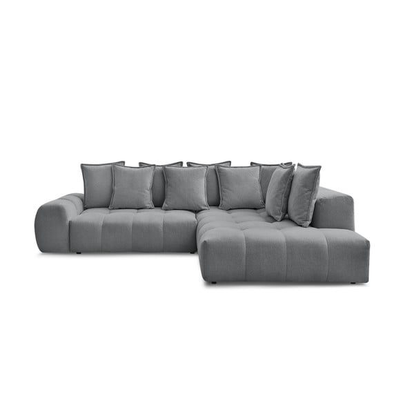 Sötétszürke zsenília kinyitható-tárolóhelyes sarokkanapé (jobb oldali-L alakú) Everest – Bobochic Paris