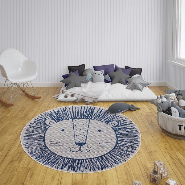 Lion kék szőnyeg gyerekeknek, ø 120 cm - Ragami-image-1