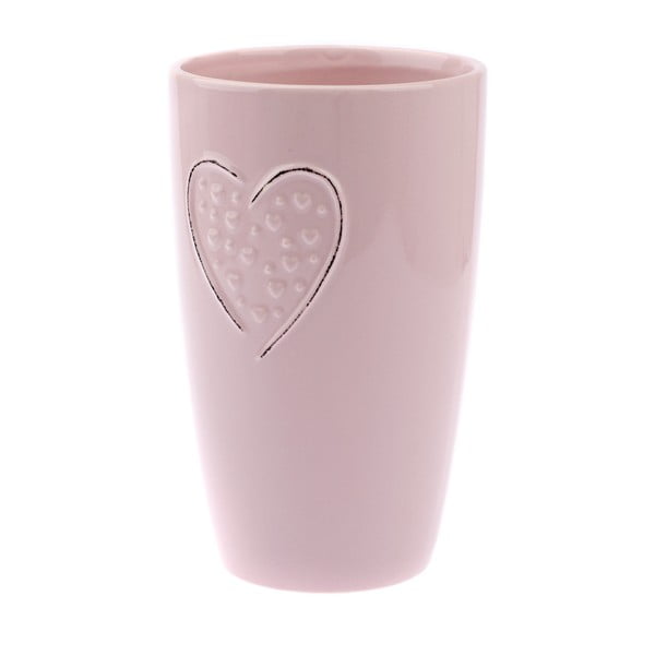 Hearts Dots rózsaszín kerámia váza, magasság 22 cm - Dakls